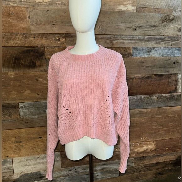 AMERICAN EAGLE Cropped Chunky Knit Pink Sweater Size M NWOT - Picture 1 of 12